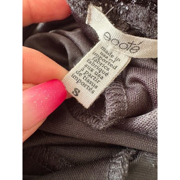 VTG Skater Long Sleeves Dress S Whimsigoth Floral Boho Fairy Grunge Burnout Blck - Picture 4 of 6